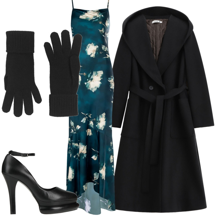 Outfit donna - Una serata a teatro. Stile Chic per Serata fuori. Abbinamento con guanti, décolleté, vestiti lunghi, cappotti.