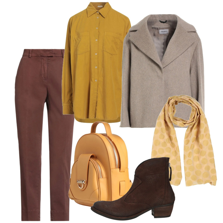 Outfit donna - Gennaio. Stile Bon Ton per Tutti i giorni. Abbinamento con pantaloni skinny, zaini, sciarpe, cappotti, camicie, stivaletti texani.