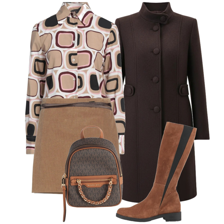 Outfit donna - Gennaio. Stile Bon Ton per Tutti i giorni. Abbinamento con camicie, stivali, minigonne, zaini, cappotti.