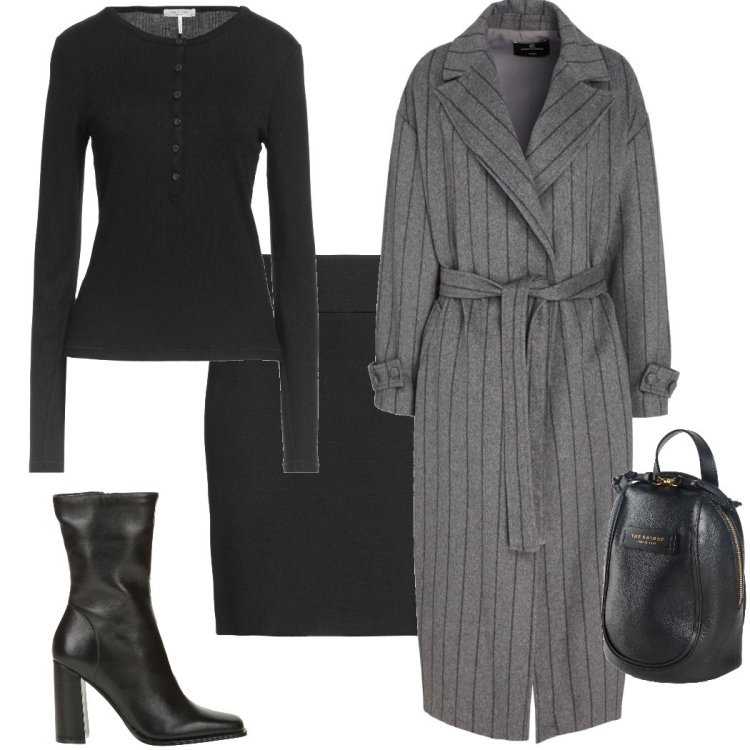 Outfit donna - Capospalla importante. Stile Casual chic per Ufficio. Abbinamento con stivaletti, zaini, minigonne, pullovers, cappotti.