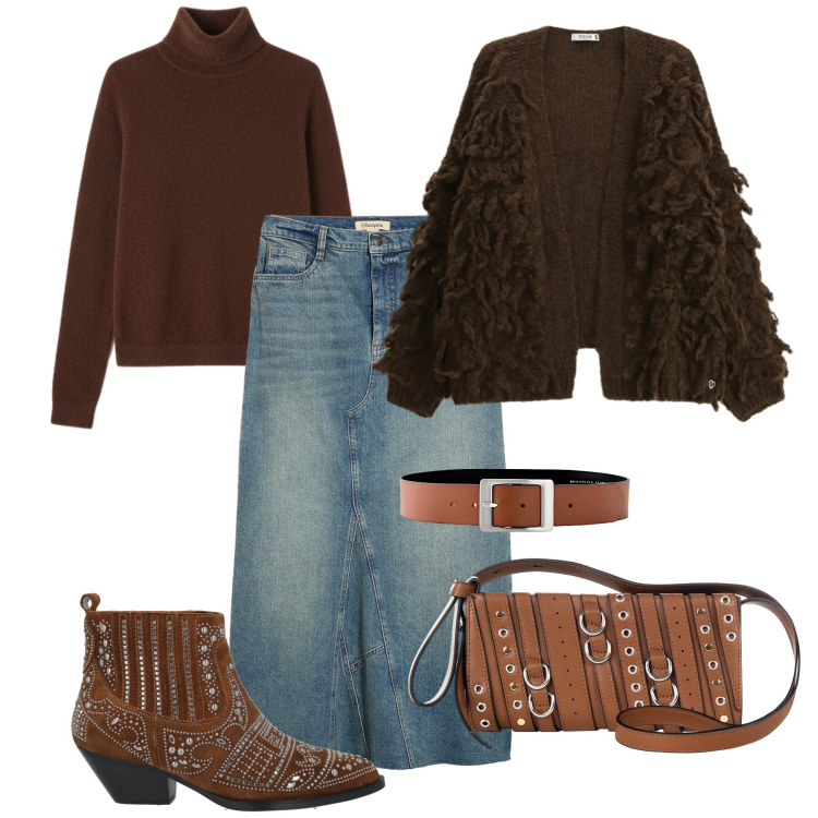 Outfit donna - 70s rivisitato. Stile 70s per Tutti i giorni. Abbinamento con cinture, gonne, stivaletti, cardigans, pullovers, borse a spalla.