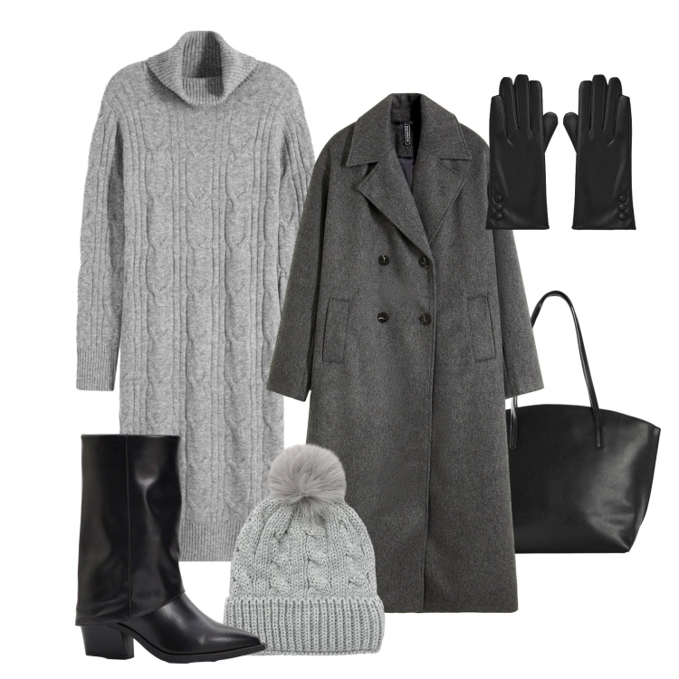 Outfit donna - Total look al lavoro. Stile Casual chic per Ufficio. Abbinamento con vestiti, cappotti, stivali, shopping bag, guanti, berretti.