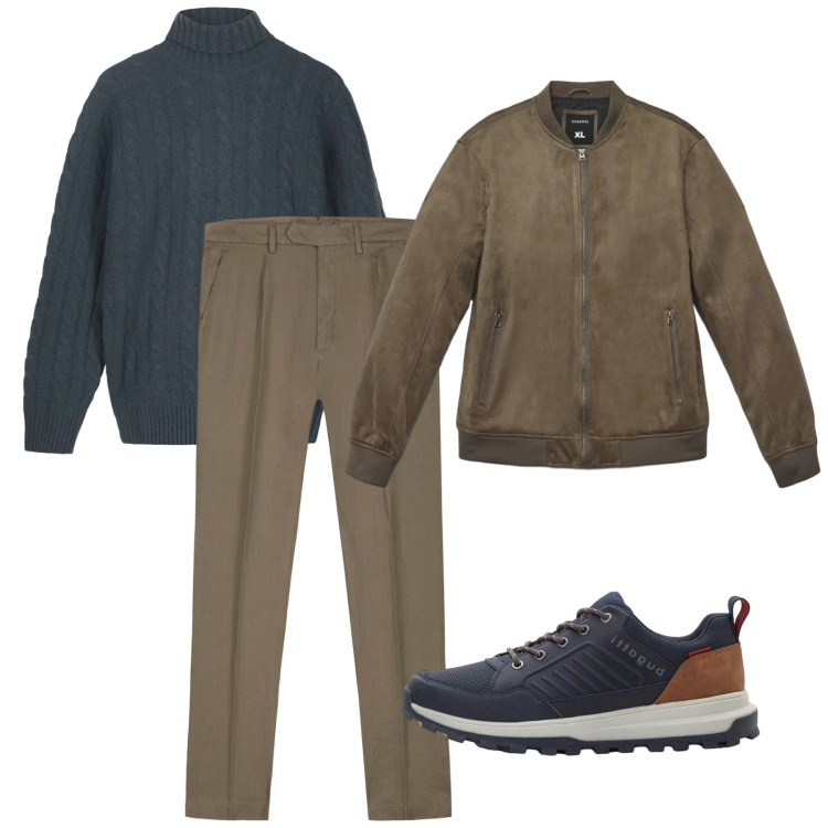 Outfit uomo - Sereno. Stile Casual per Tutti i giorni. Abbinamento con sneakers, giacche, pantaloni, maglieria.