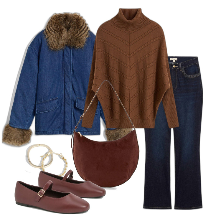 Outfit femme - Janvier. Style Tendance pour Tous les jours. Assortir avec jean coupe droite, sacs en bandoulière, pulls, blazers, bracelets, ballerines.