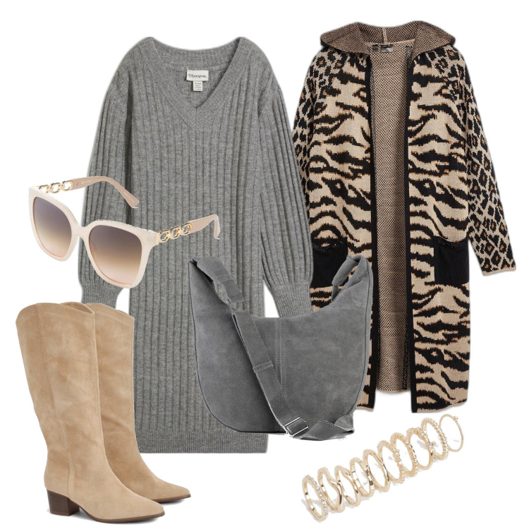 Outfit femme - Janvier. Style Tendance pour Tous les jours. Assortir avec sacs à main, lunettes de soleil, robes, manteaux, bagues, bottines.