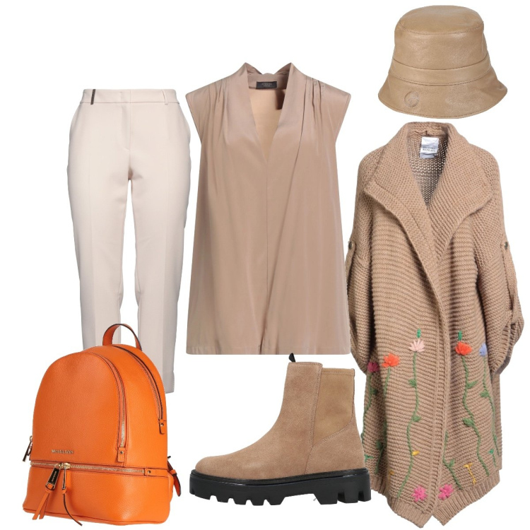 Outfit donna - Un caldo abbraccio…. Stile Glamour per Tutti i giorni. Abbinamento con cardigans, pantaloni, zaini, cappelli, stivaletti, top.