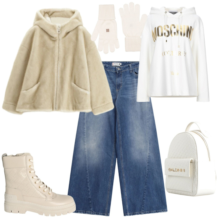 Outfit donna - Sporty chic ogni giorno. Stile Sporty chic per Tutti i giorni. Abbinamento con stivaletti, felpe con cappuccio, guanti, zaini, blazer, jeans.