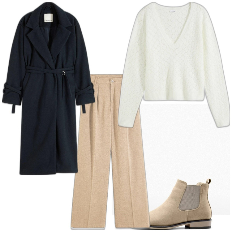 Outfit femme - Basique #240. Style Basique pour Tous les jours. Assortir avec boots, pantalon large en bas, manteaux, pulls.