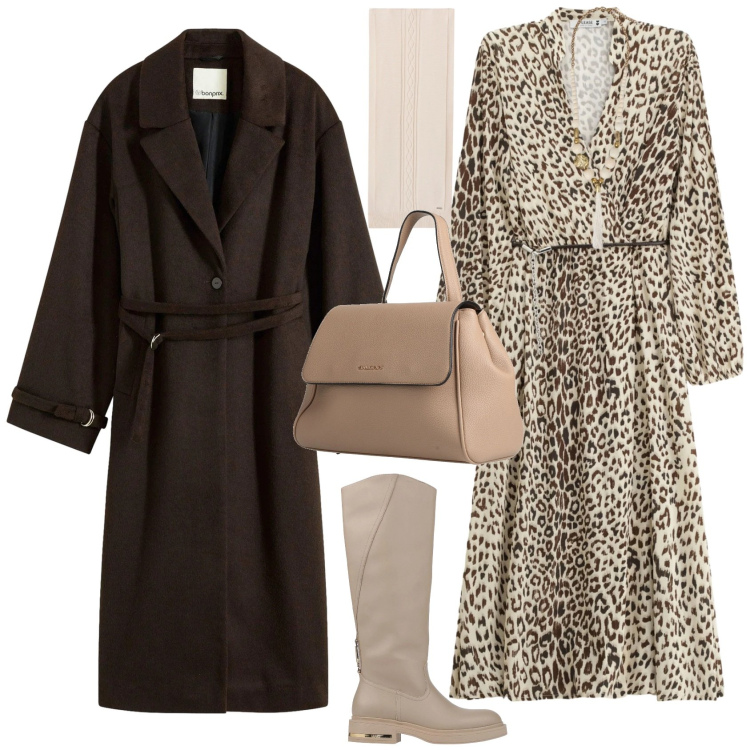 Outfit donna - Casual chic ogni giorno. Stile Casual chic per Tutti i giorni. Abbinamento con cappotti, stivali, zaini, vestiti midi/longuette, sciarpe, ciondoli.