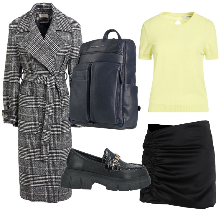 Outfit donna - Quotidianità in città. Stile Urban per Scuola/Università. Abbinamento con mocassini, zaini, cappotti, minigonne, pullovers.