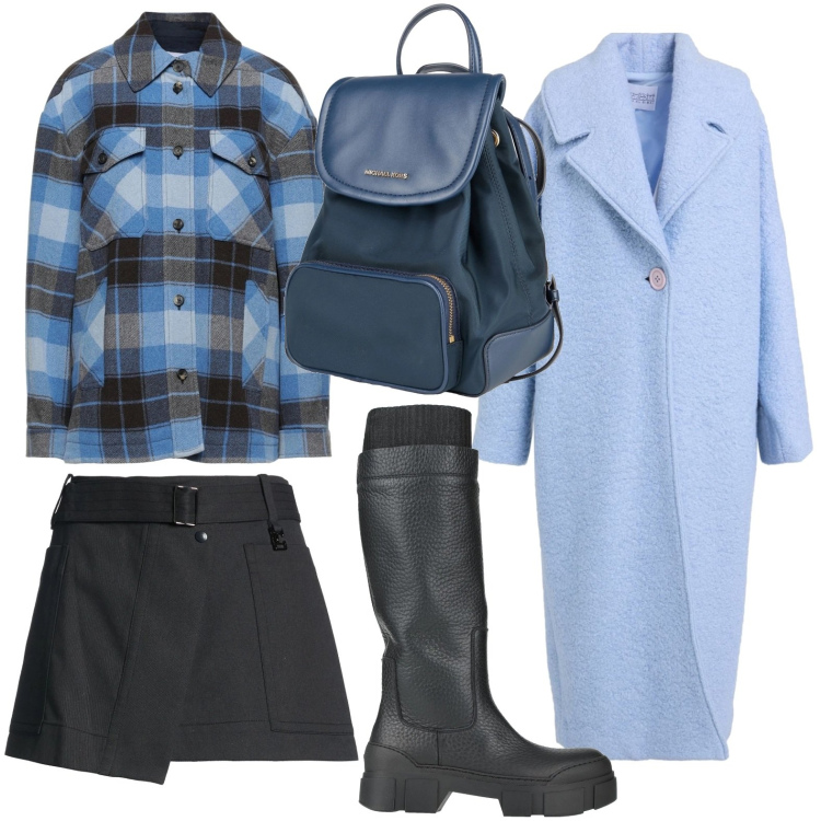 Outfit donna - I quadri urbani. Stile Urban per Scuola/Università. Abbinamento con cappotti, stivali, minigonne, zaini, camicie.