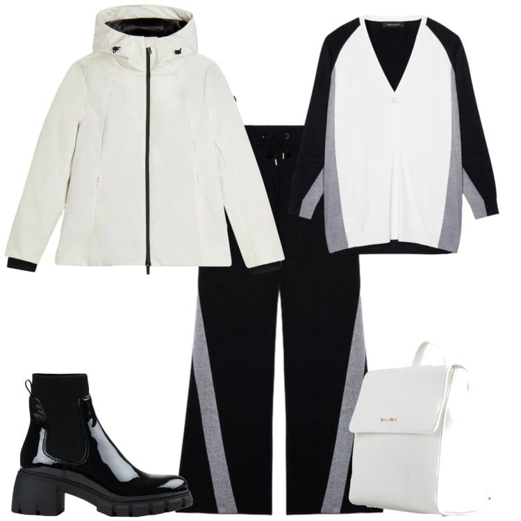 Outfit donna - Sporty chic week end. Stile Sporty chic per Tutti i giorni. Abbinamento con stivaletti, zaini, bomber, pantaloni, cardigans.