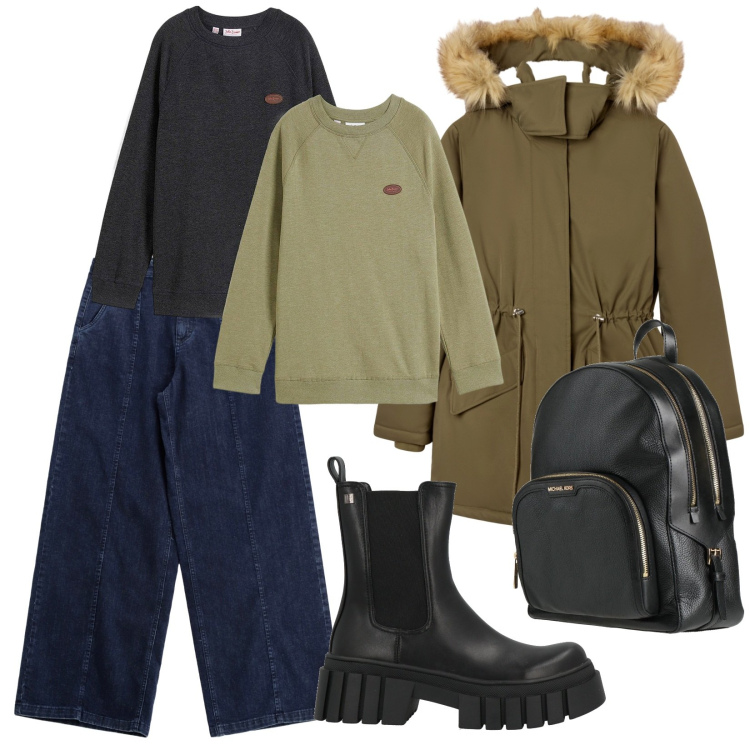 Outfit donna - Comoda anche al freddo. per Tutti i giorni. Abbinamento con felpe, stivaletti, zaini, parka, jeans.