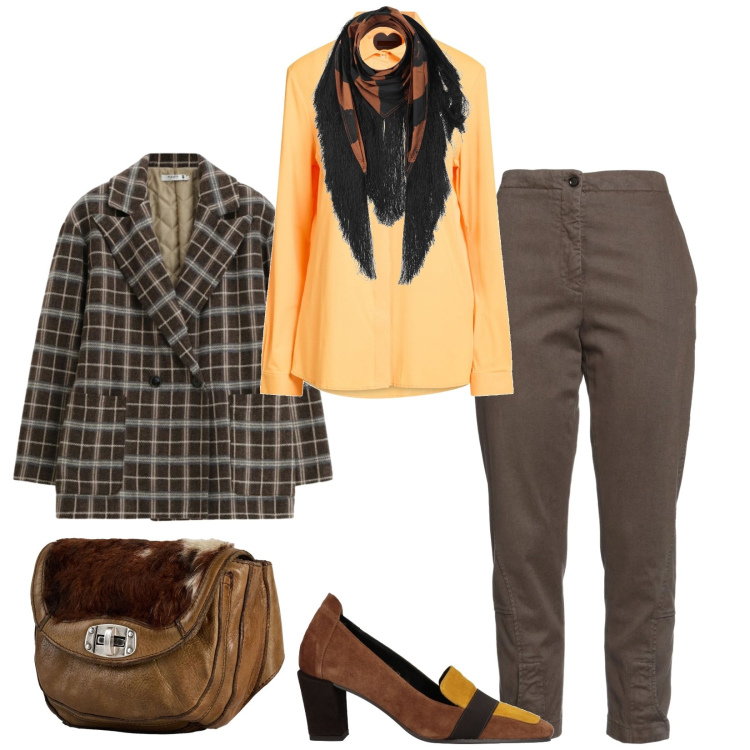 Outfit donna - Total look #2319242. Stile Chic per Ufficio. Abbinamento con stole, marsupi, jeans slim fit, mocassini, camicie, blazer.