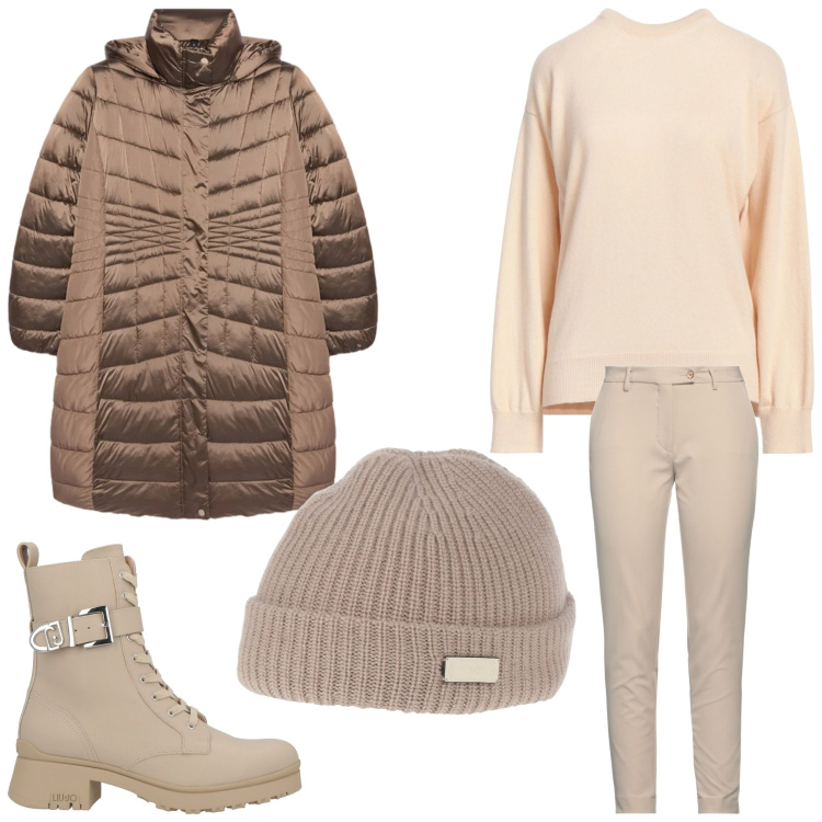 Outfit donna - Ma che freddo fa. Stile Casual chic per Tutti i giorni. Abbinamento con pantaloni, stivaletti, cappelli, pullovers, piumini.