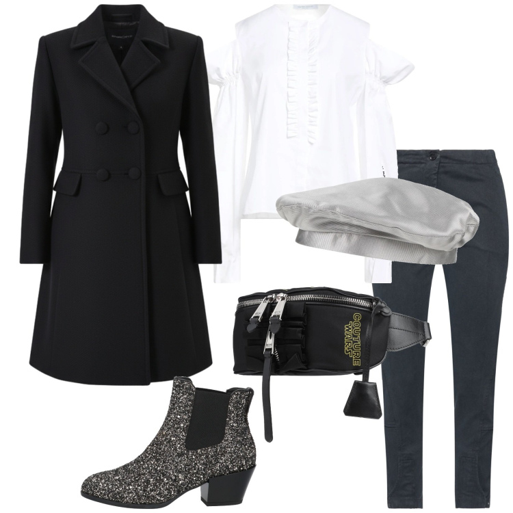 Outfit donna - Total look #2319302. Stile Casual chic per Serata fuori. Abbinamento con stivaletti chelsea, cappelli e berretti, marsupi, jeans slim fit, camicie, cappotti.