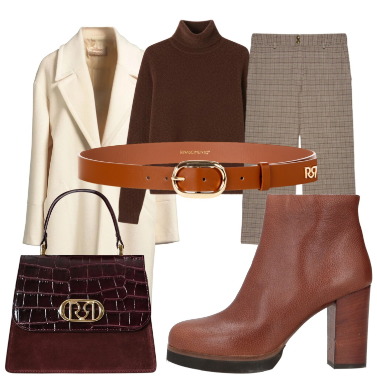 Outfit donna - Cacao meravigliao. Stile Bon Ton per Tutti i giorni. look ideale per Tall. Abbinamento con stivaletti, cappotti, cinture, borse a mano, pullovers, pantaloni.
