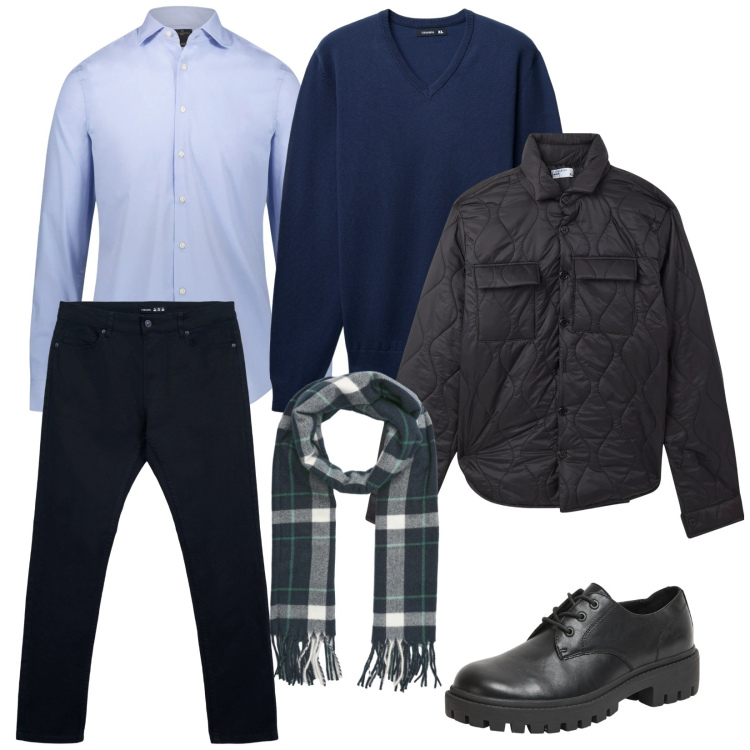 Outfit uomo - Uscita. per Serata speciale. Abbinamento con scarpe stringate, maglieria, pantaloni skinny, sciarpe, giacche, camicie.