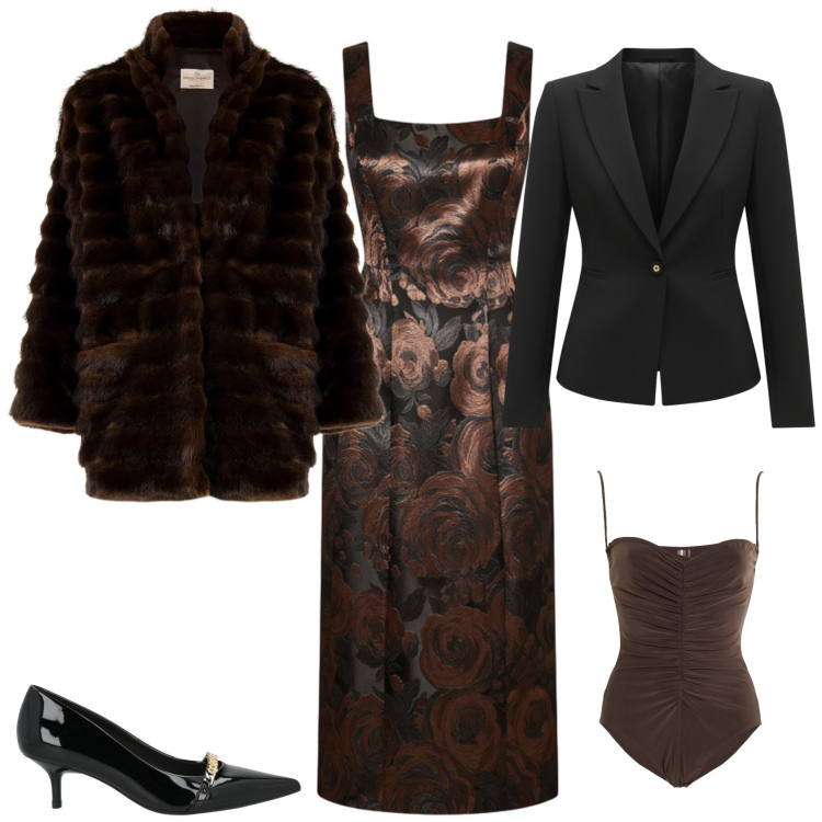 Outfit donna - Bon ton serata evento speciale. Stile Bon Ton per Serata fuori. Abbinamento con marsupi, body, décolleté, cappotti, vestiti, blazer.