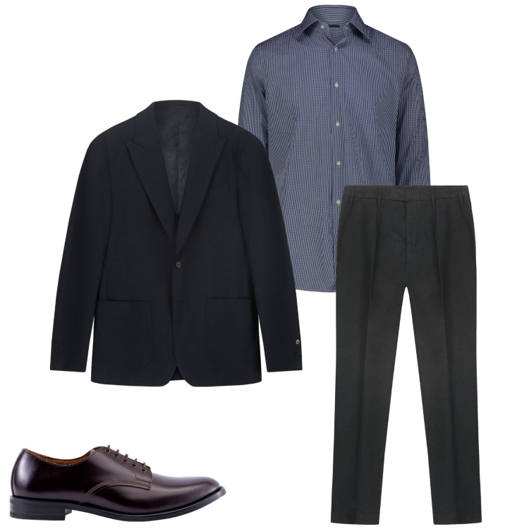 Outfit uomo - Total look #2319374. Stile Business/Elegante per Ufficio. Abbinamento con pantaloni, giacche, scarpe stringate, camicie.