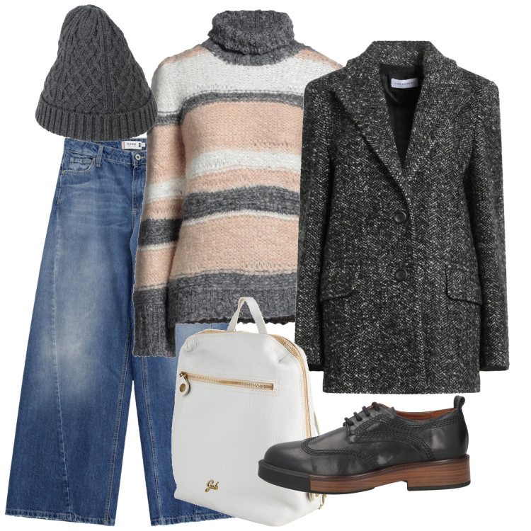 Outfit donna - Il fascino del knitwear oversize - Focus. Stile Bon Ton per Tutti i giorni. Abbinamento con zaini, scarpe stringate, maglieria, cappelli, cappotti, jeans.