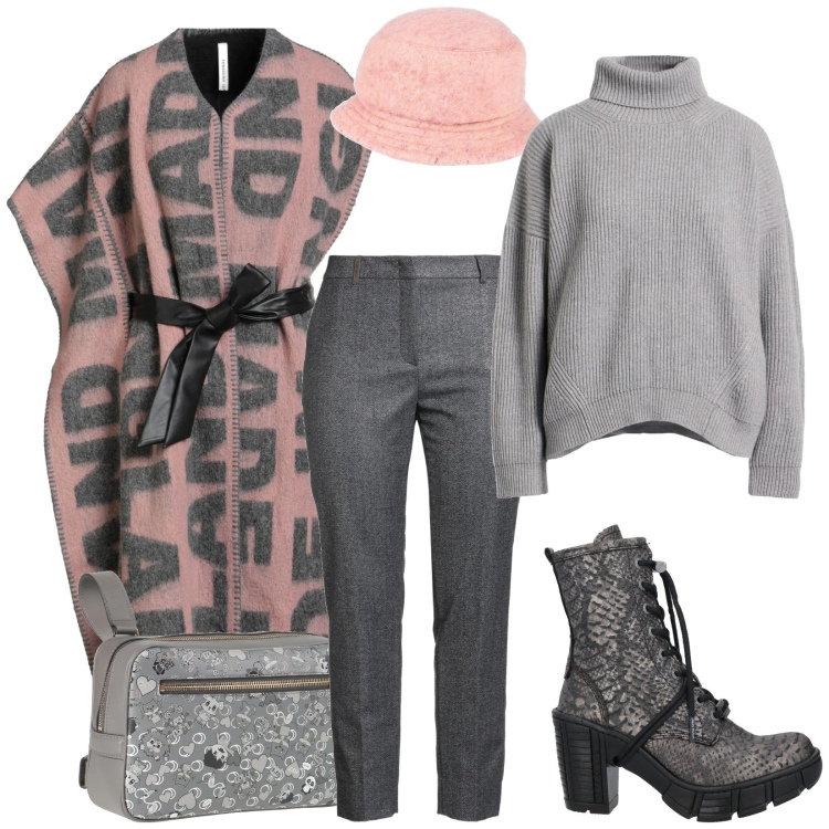 Outfit donna - Total look #2319405. Stile Casual chic per Tutti i giorni. look ideale per Tall. Abbinamento con stivaletti, pantaloni, maglieria, cappelli con visiera, marsupi, cappotti.