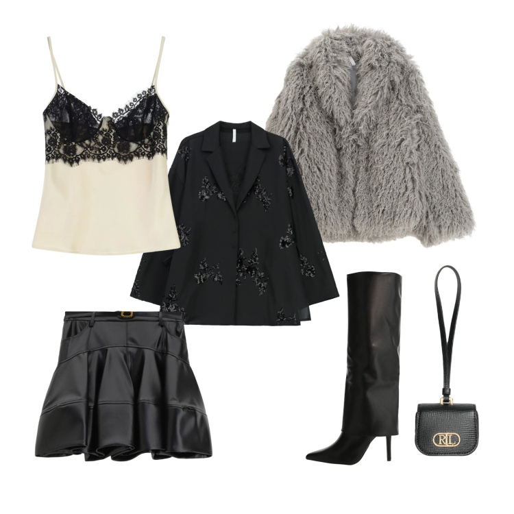 Outfit donna - Il must have Imperial. Stile Glamour per Serata fuori. Abbinamento con blazer, minigonne, stivali, ecopellicce, canottiere, pochette.