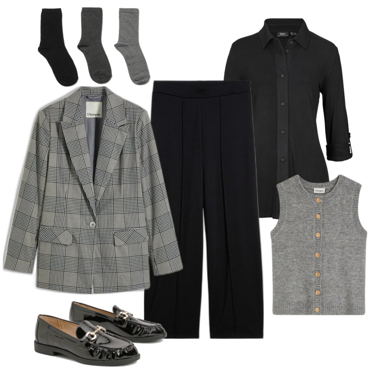 Outfit femme - Pantalon à Pinces en jersey. Style Bon Ton pour Bureau. Assortir avec chemisiers, blazers, pulls, pantalon , mocassins, socquettes.