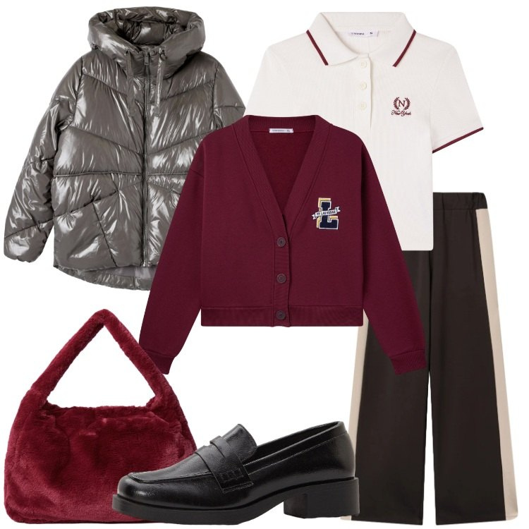 Outfit donna - Gennaio è arrivato - @star67. Stile Preppy per Scuola/Università. Abbinamento con mocassini, polo, pantaloni, bomber, cardigans, borse a spalla.