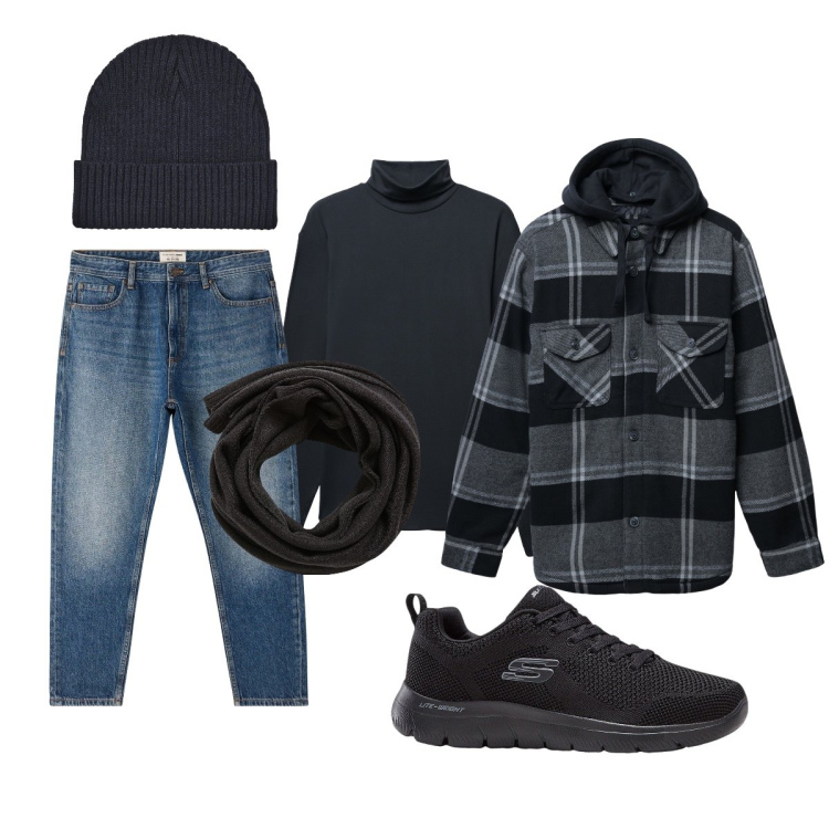 Outfit uomo - Oggi stile Urban. Stile Urban per Tutti i giorni. Abbinamento con sneakers, jeans, t-shirt, berretti, giacche, sciarpe.
