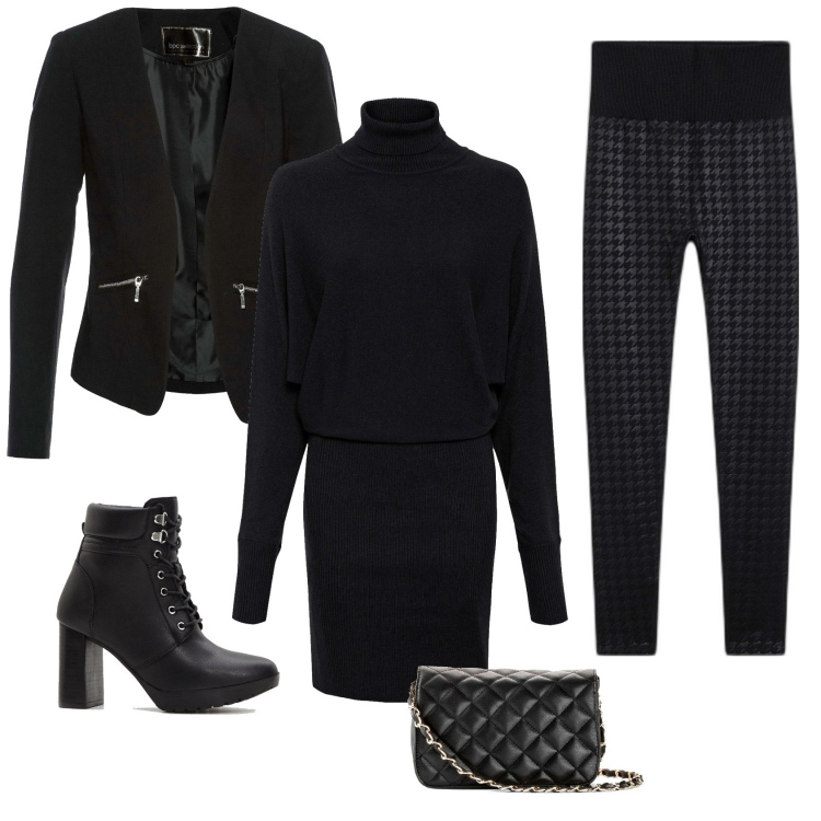 Outfit femme - Rétro Black. Style Vintage rétro pour Tous les jours. Assortir avec sacs en bandoulière, bottines, blazers, robes longues, legging.