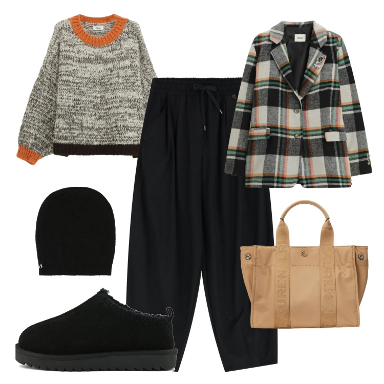 Outfit donna - Winter Sale Dixie. Stile Casual per Tutti i giorni. Abbinamento con blazer, pantaloni a palazzo, maglieria, berretti, borse tote, sabot.