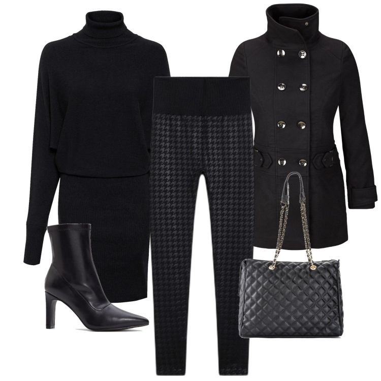 Outfit femme - Rétro Black. Style Vintage rétro pour Tous les jours. Assortir avec sacs à main, bottines, manteaux, robes longues, legging.