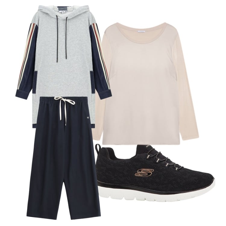 Outfit donna - Look invernale con i saldi Please. Stile Sporty chic per Sport. Abbinamento con sneakers, vestiti sportivi, pantaloni sportivi, t-shirt.