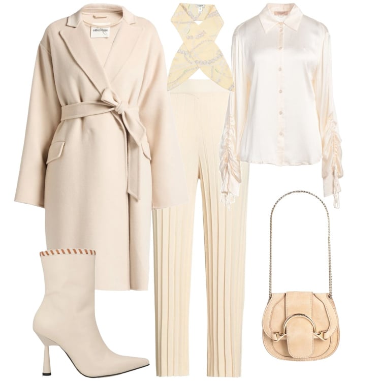 Outfit donna - Vaniglia serata evento cerimonia. Stile Chic per Cerimonia. Abbinamento con pantaloni, cappotti, marsupi, stivaletti, camicie, sciarpe.