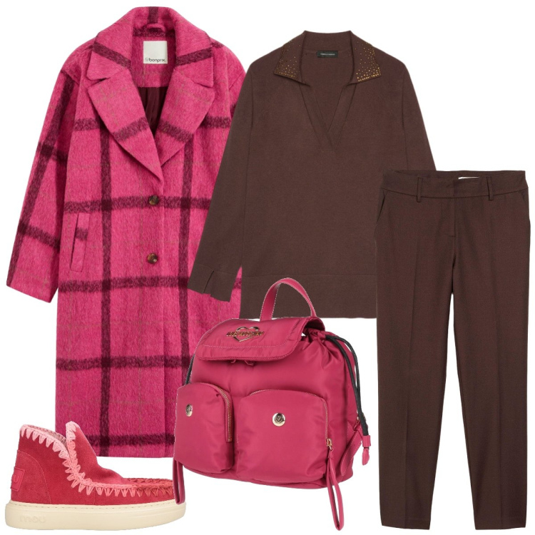 Outfit donna - Total look #2319582. Stile Minimal per Tutti i giorni. Abbinamento con cappotti, pantaloni, zaini, stivaletti, maglieria.