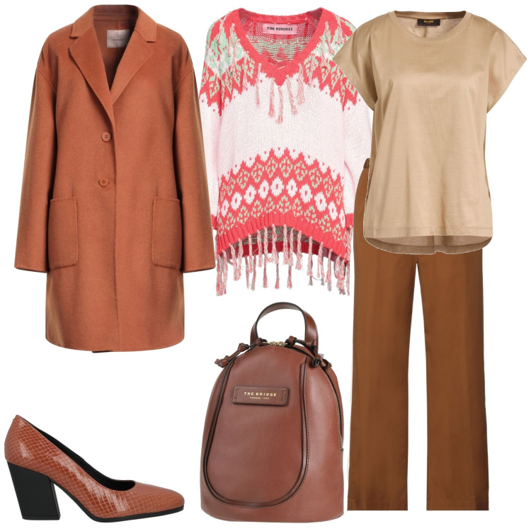 Outfit donna - Total look #2319598. Stile Minimal per Ufficio. Abbinamento con pullovers, zaini, t-shirt, pantaloni, cappotti, décolleté.