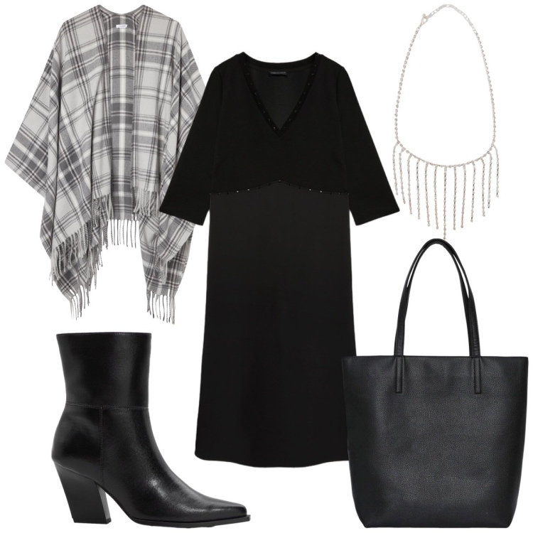 Outfit donna - Total look #2319605. Stile Trendy per Tutti i giorni. Abbinamento con stivaletti, collane, borse tote, cappotti, vestiti lunghi.