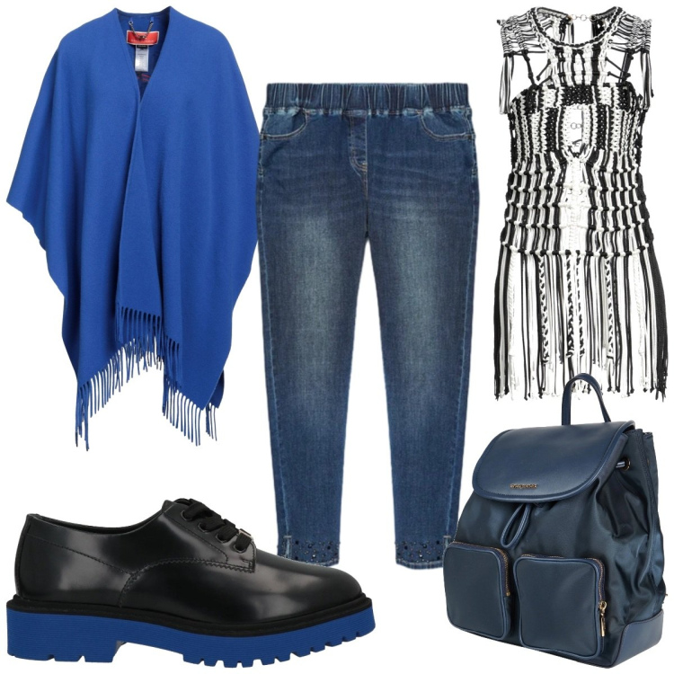 Outfit donna - Total look #2319607. Stile Etnico per Tutti i giorni. Abbinamento con top, scarpe stringate, cappe, zaini, jeggings.