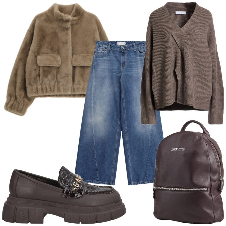 Outfit donna - Total look #2319613. Stile Basic per Tutti i giorni. Abbinamento con mocassini, pullovers, zaini, jeans, blazer.