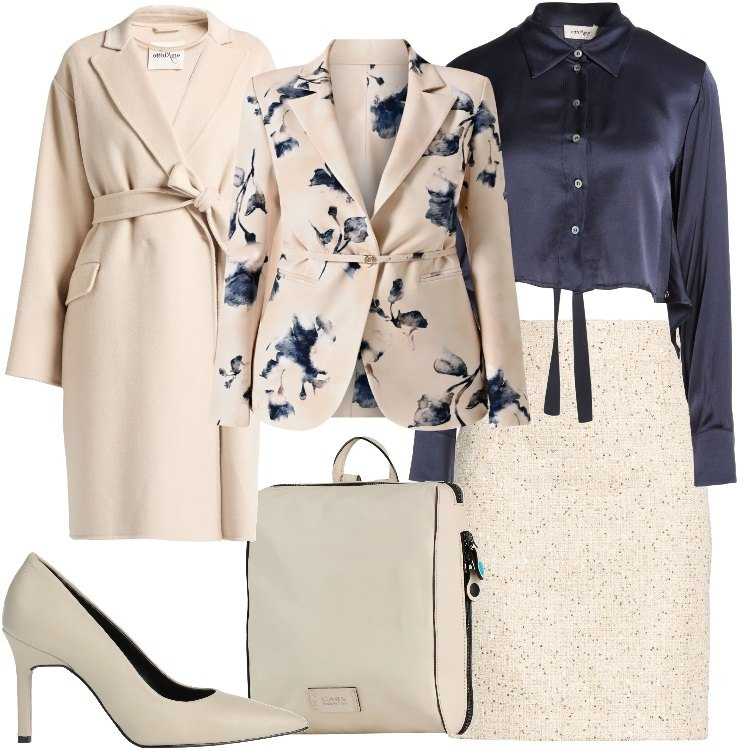 Outfit donna - Gennaio è arrivato - @star67. Stile Bon Ton per Ufficio. Abbinamento con minigonne, cappotti, décolleté, camicie, zaini, blazer.