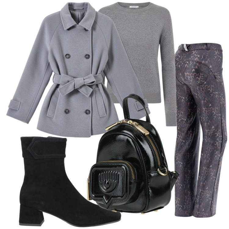 Outfit donna - Total look #2319701. Stile Casual chic per Tutti i giorni. Abbinamento con zaini, stivaletti, pantaloni, caban, maglieria.