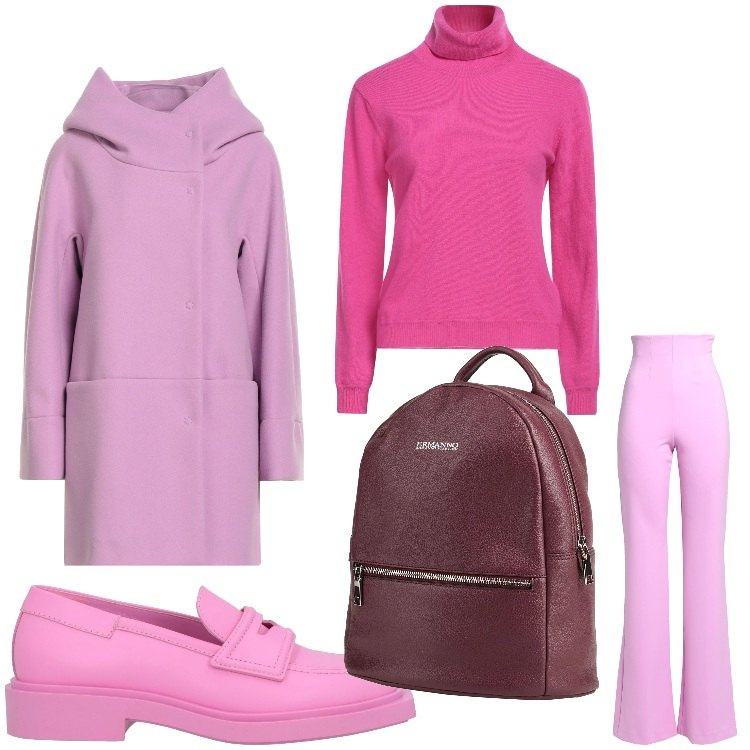 Outfit donna - Candy sugar. Stile Casual per Tutti i giorni. Abbinamento con cappotti, pantaloni, mocassini, maglieria, zaini.