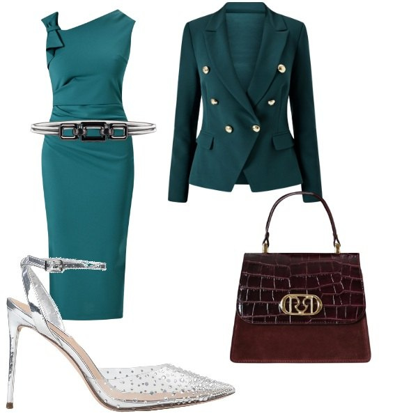 Outfit donna - un nuovo stile. Stile Chic per Serata fuori. Abbinamento con décolleté, vestiti a tubino, borse a mano, cinture, blazer.