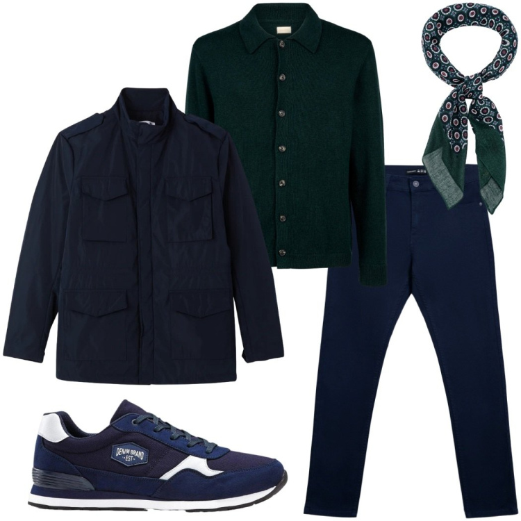 Outfit uomo - Colori profondi. Stile Urban per Tutti i giorni. Abbinamento con sneakers, pantaloni skinny, giacche, polo, sciarpe e foulard.