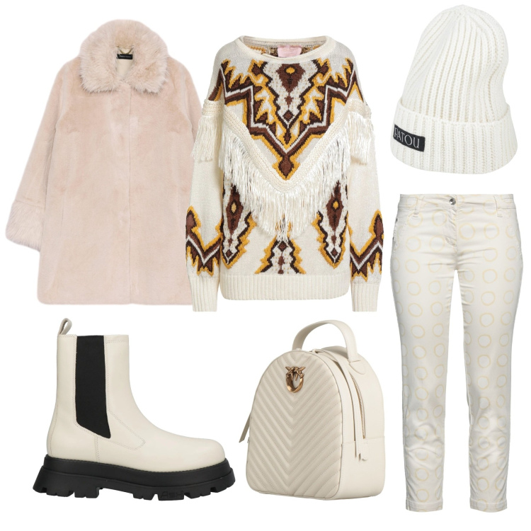 Outfit donna - Total look #2319734. Stile Casual per Tutti i giorni. Abbinamento con zaini, cappelli, stivaletti chelsea, pantaloni, pullovers, cappotti.