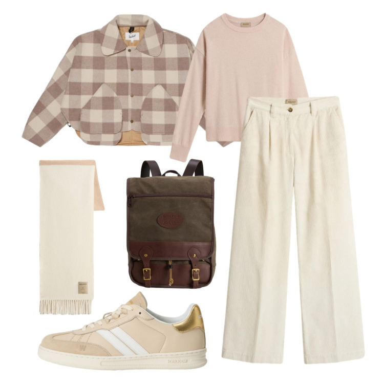 Outfit donna - Woolrich saldi invernali. Stile Urban per Scuola/Università. Abbinamento con zaini, cappotti, sneakers, pantaloni, sciarpe, maglieria.