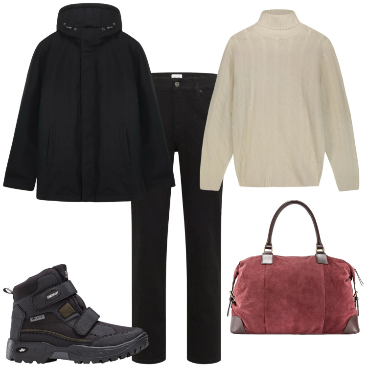 Outfit uomo - Casual ogni giorno. Stile Casual per Tutti i giorni. Abbinamento con jeans dritti, stivali e stivaletti, borse sportive, giacche, maglieria.