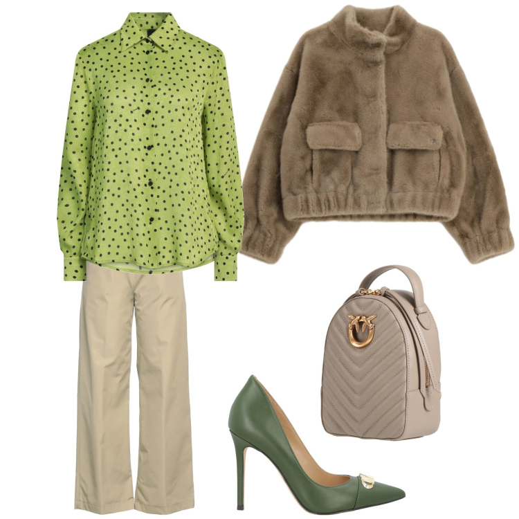 Outfit donna - Un tocco di verde. Stile Glamour per Serata fuori. Abbinamento con zaini, pantaloni, camicie, décolleté, blazer.