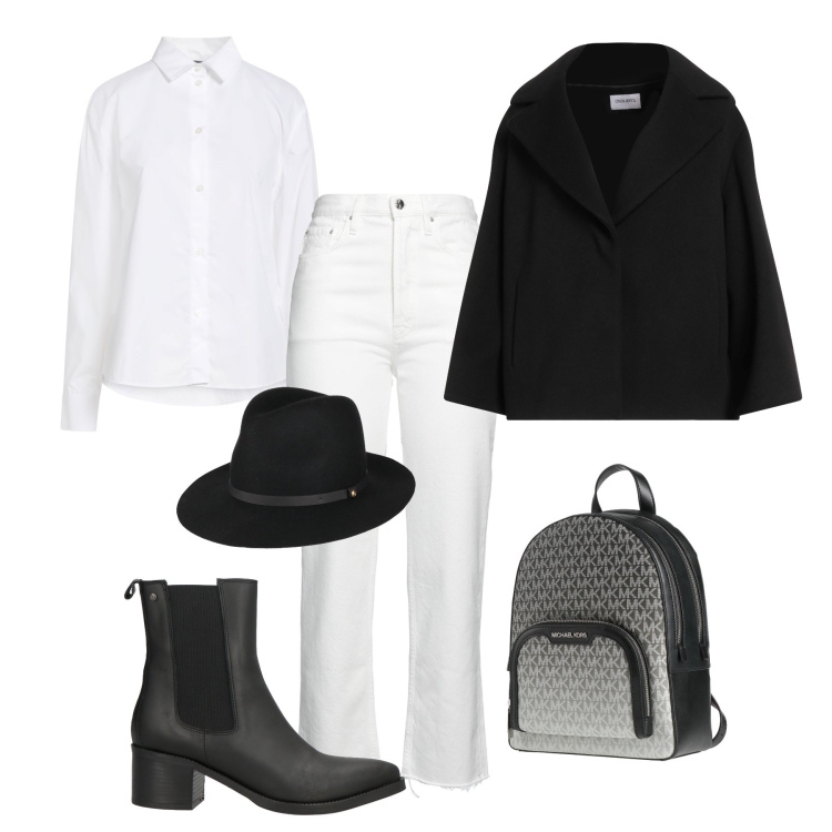 Outfit donna - Jeans bianchi d’inverno. Stile Urban per Tutti i giorni. Abbinamento con stivaletti chelsea, zaini, cappotti, cappelli, jeans dritti, camicie.